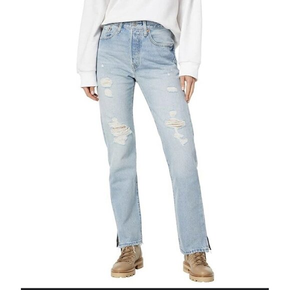 Levis Premium 501 boot cut jeans Original High-rise button fly 28 X 30 - Picture 6 of 14